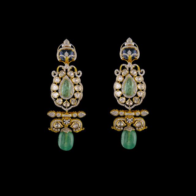 Handcrafted 18K Gold Polki Necklace & Earrings Set – Luxury Bridal Jewellery from Ahmedabad