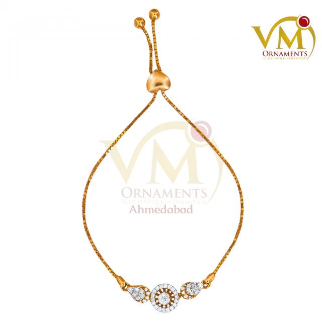 18K Rose Gold Halo & Pear Diamond Adjustable Bracelet