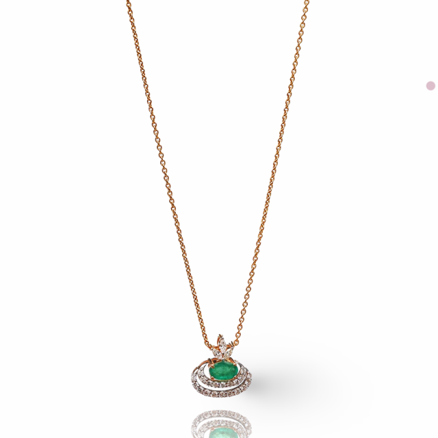 Refined Elegance 18K Gold Emerald Essence Pendant-Earrings Set
