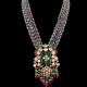 18K Gold Polki Pendant Earring Set with Aventurine & Ruby Accents